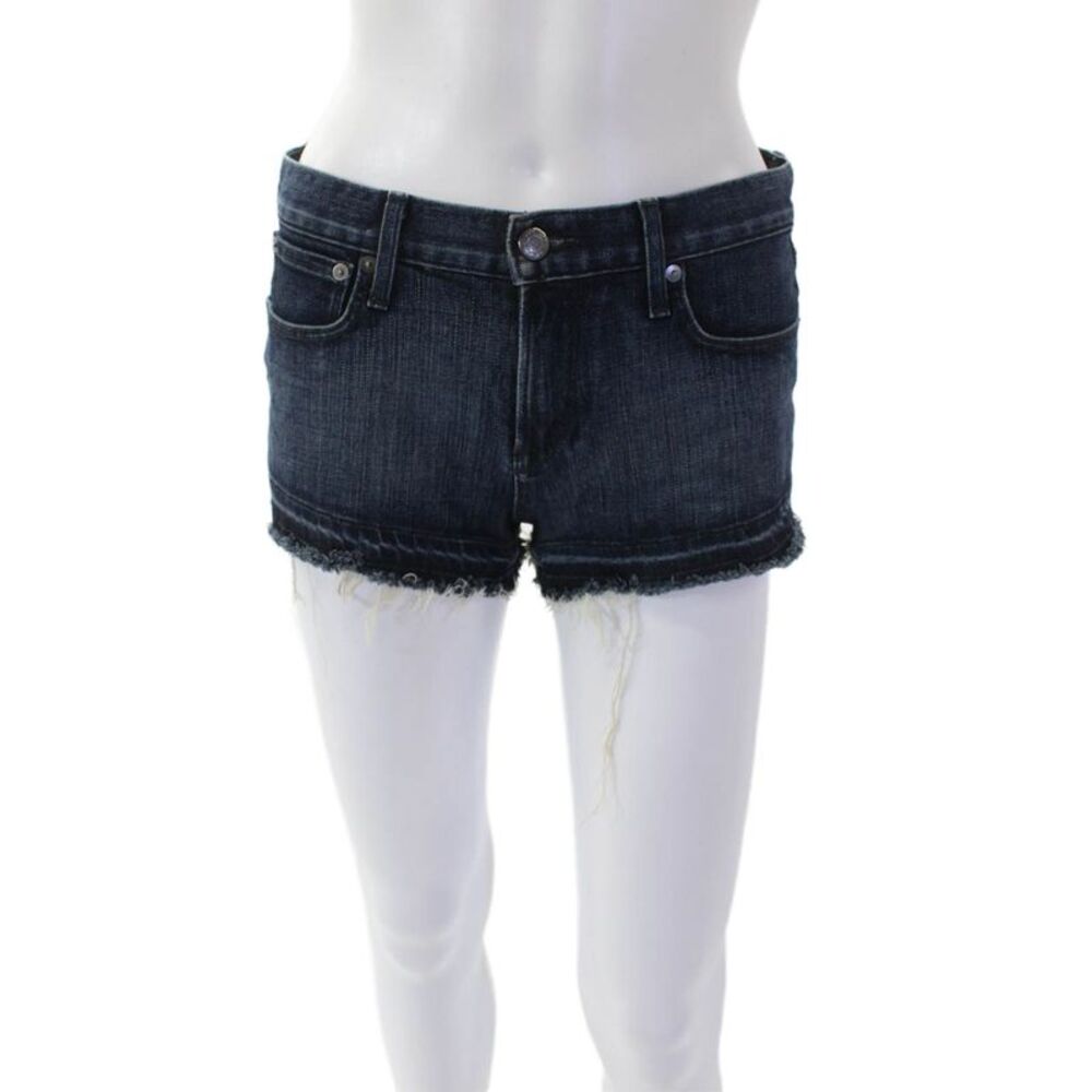 Helmut Womens Cotton Distressed Detail Denim Short Shorts Dark Blue Size 24